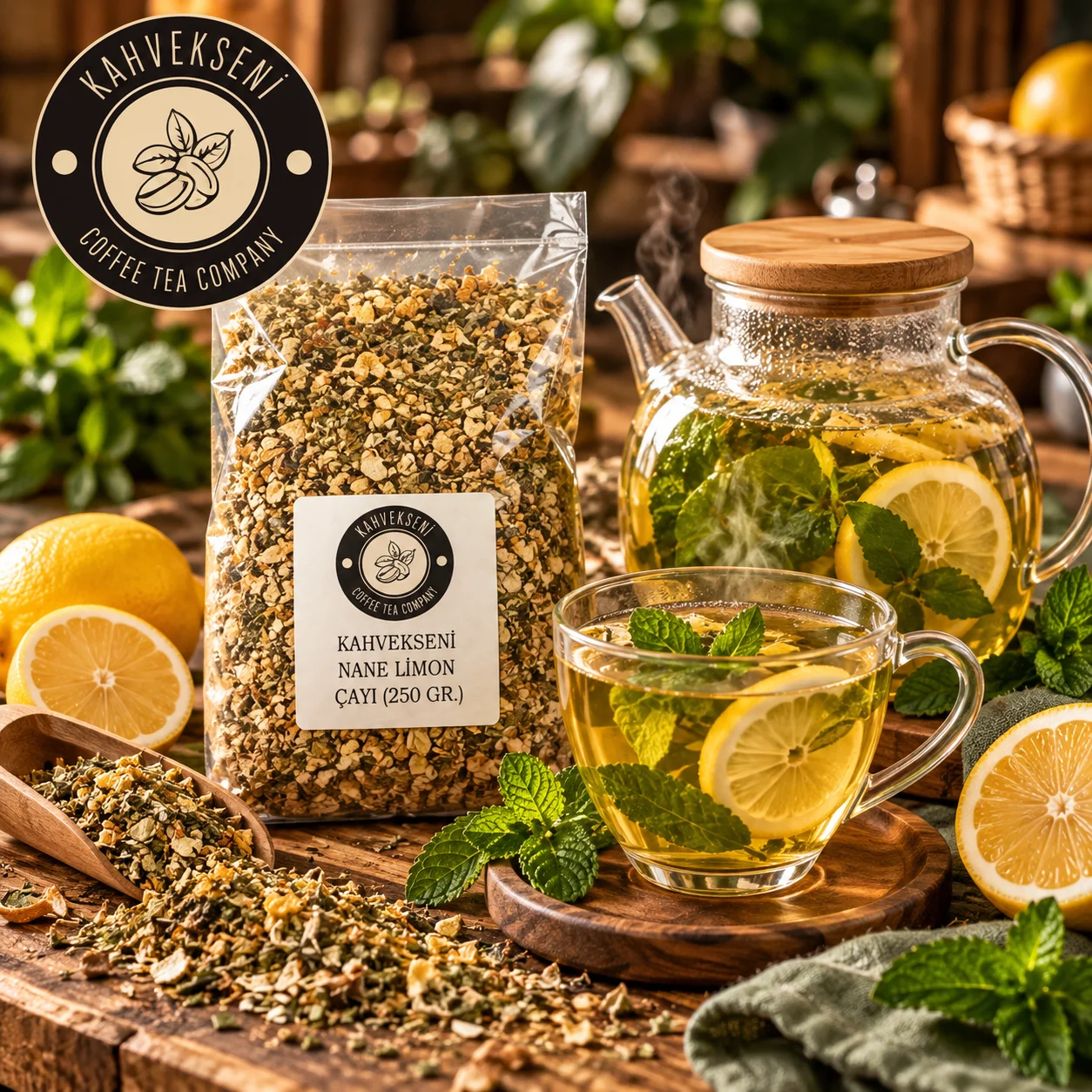 Kahvekseni nane limon bitki çayı karışımı